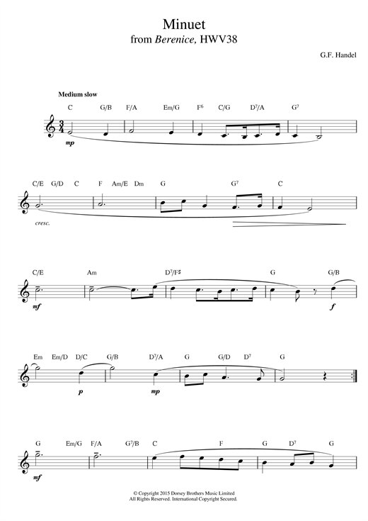 Minuet (from Berenice) sheet music