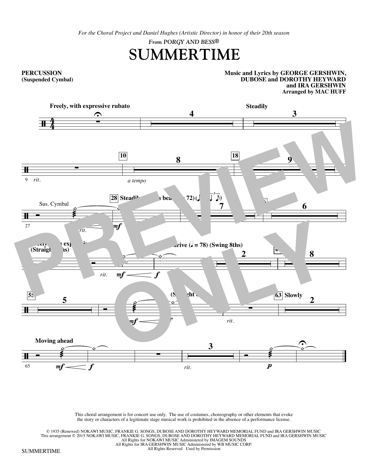 Summertime - Suspended Cymbal sheet music