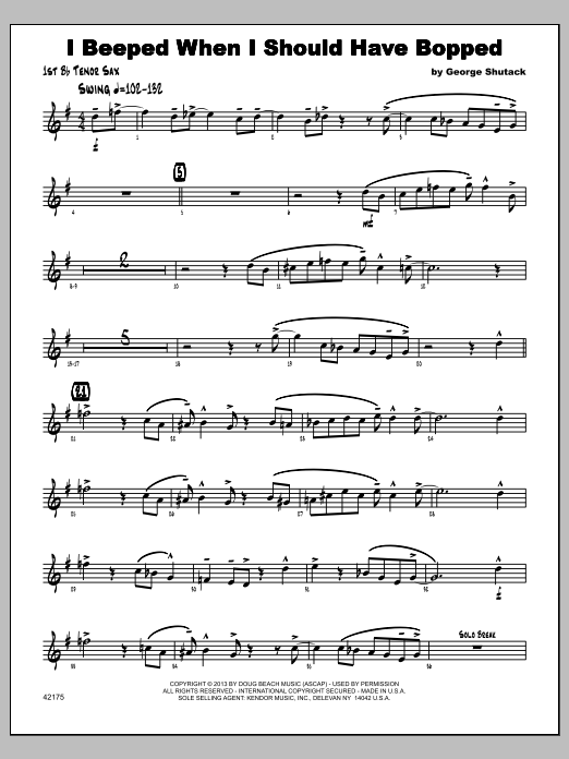 I Beeped When I Should Have Bopped - 1st Bb Tenor Saxophone sheet music