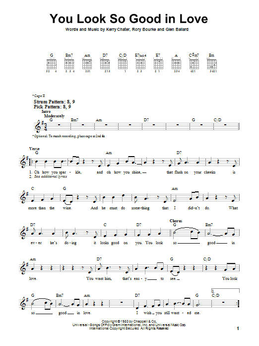 Preview George Strait You Look So Good In Love Pop sheet music, notes and chords for Easy Guitar, SKU: 72147 You Look So Good In Love sheet music