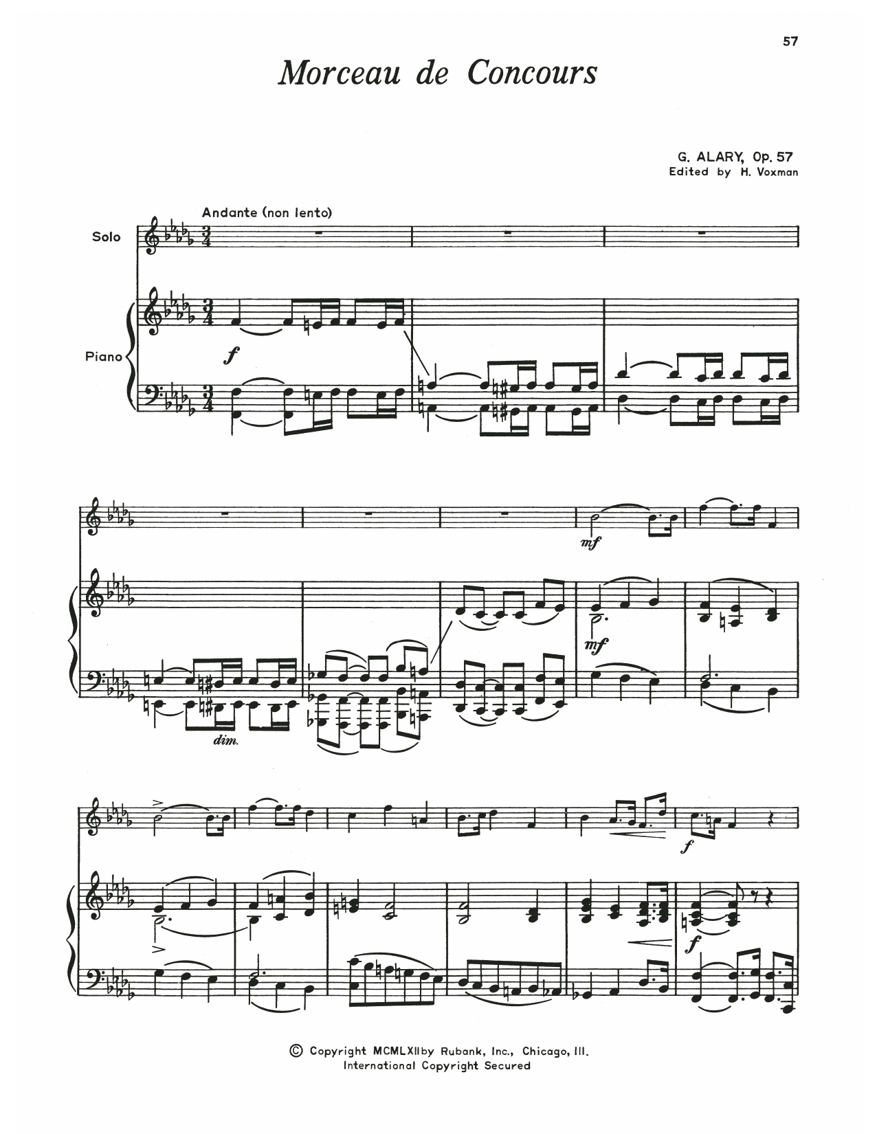 Georges Alary Morceau De Concours Sheet Music Notes & Chords for Baritone B.C. and Piano - Download or Print PDF