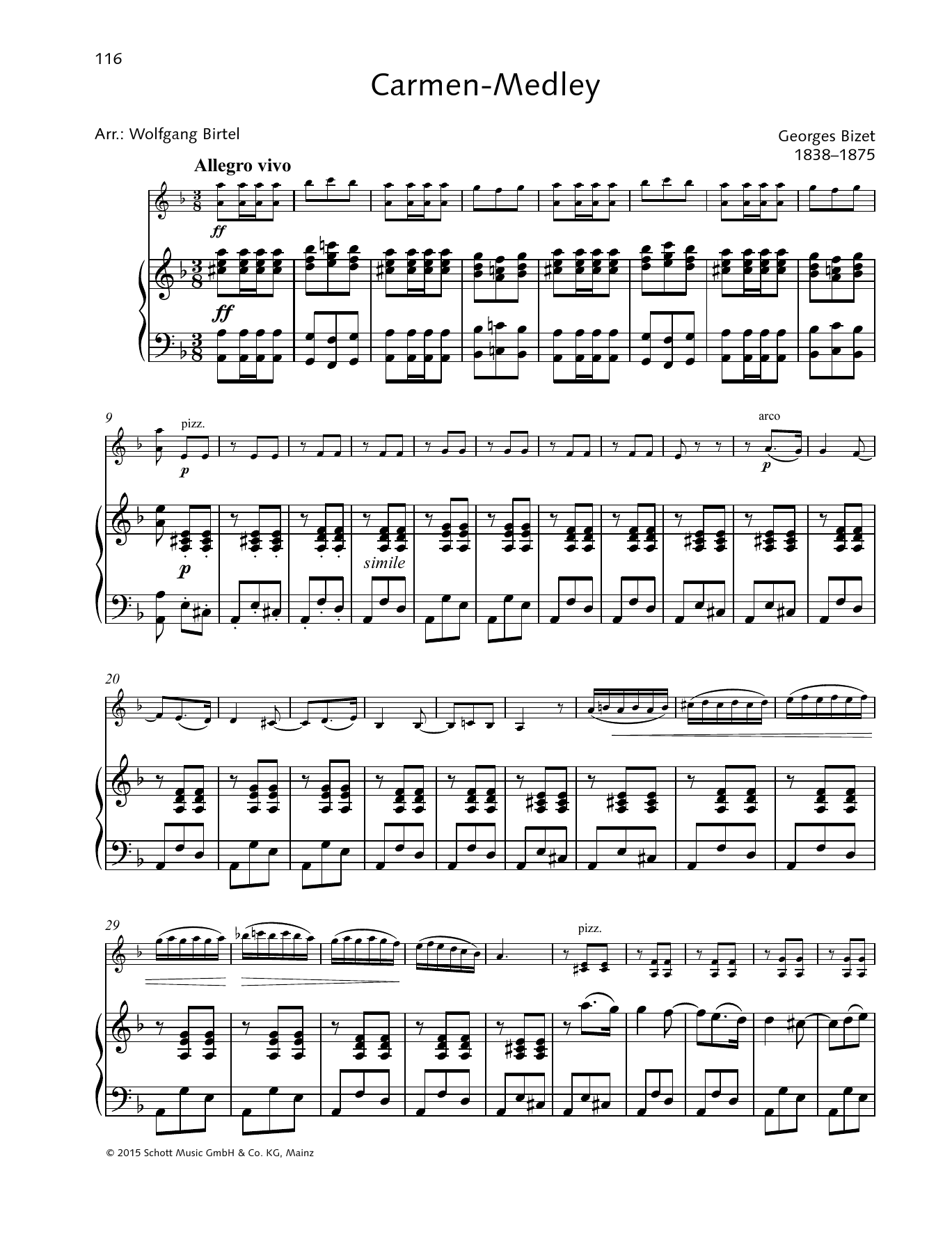 Georges Bizet Carmen-Medley Sheet Music Notes & Chords for String Solo - Download or Print PDF