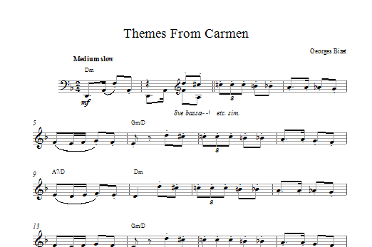 Georges Bizet Habanera (from Carmen) Sheet Music Notes & Chords for Melody Line & Chords - Download or Print PDF