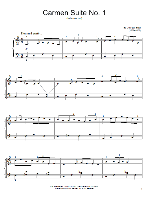 Georges Bizet Intermezzo from Carmen Act III Sheet Music Notes & Chords for Easy Piano - Download or Print PDF Georges Bizet Intermezzo from Carmen Act III Sheet Music Notes & Chords for Easy Piano - Download or Print PDF