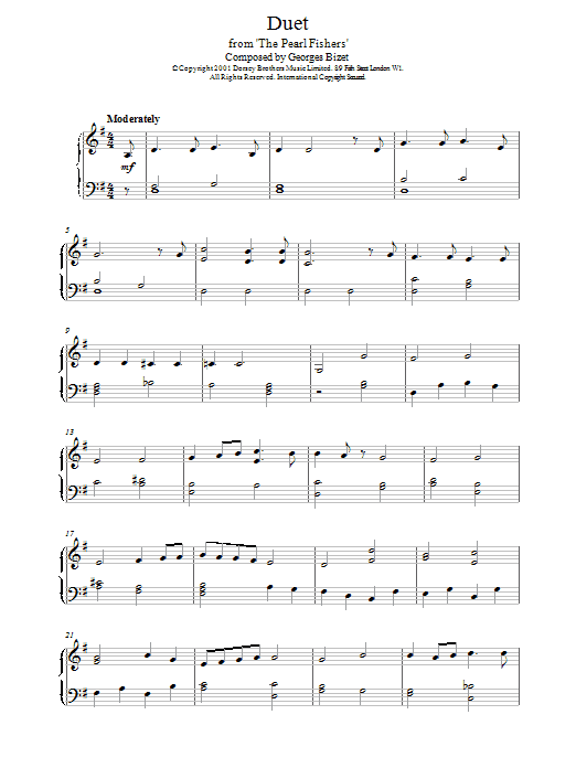 Georges Bizet Duet from The Pearl Fishers sheet music notes and chords. Download Printable PDF.