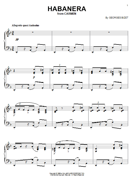 Georges Bizet Habanera Sheet Music Notes & Chords for Viola - Download or Print PDF