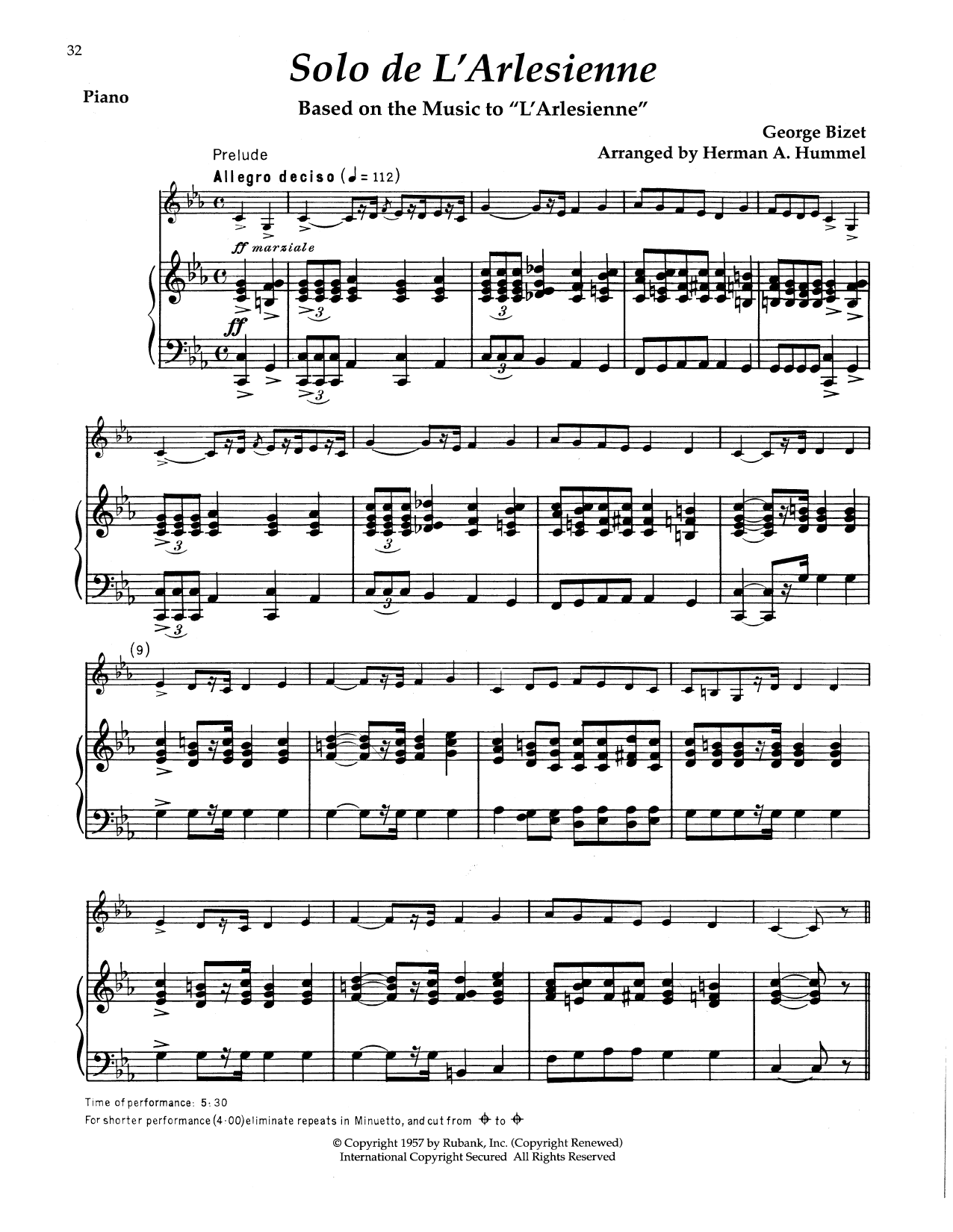 Georges Bizet Solo De L'arlesienne Sheet Music Notes & Chords for Alto Sax and Piano - Download or Print PDF