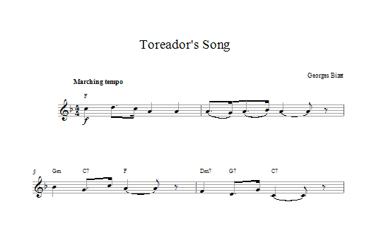 Georges Bizet Toreador's Song (from Carmen) Sheet Music Notes & Chords for Melody Line & Chords - Download or Print PDF