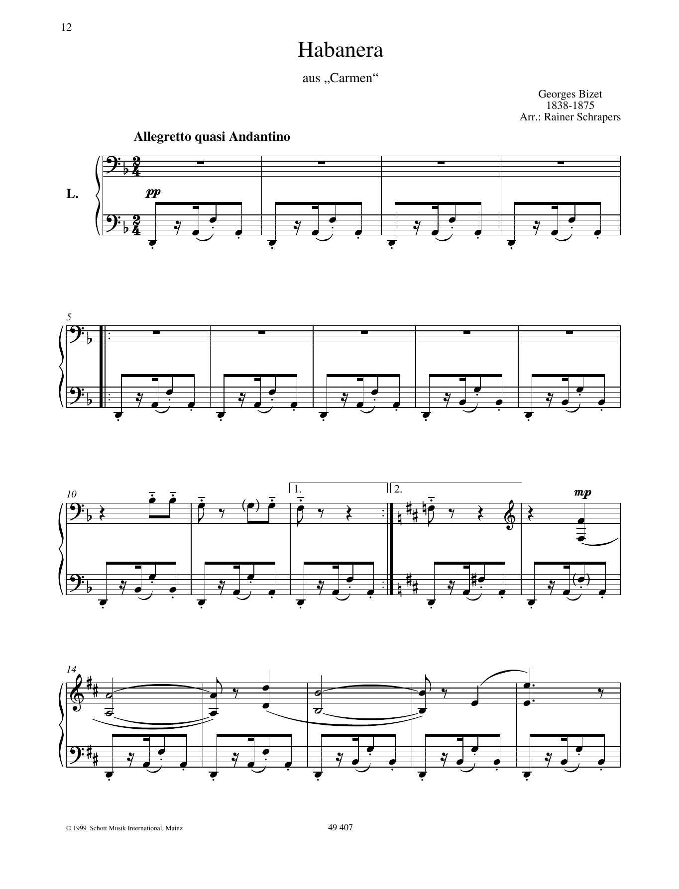 Habañera sheet music