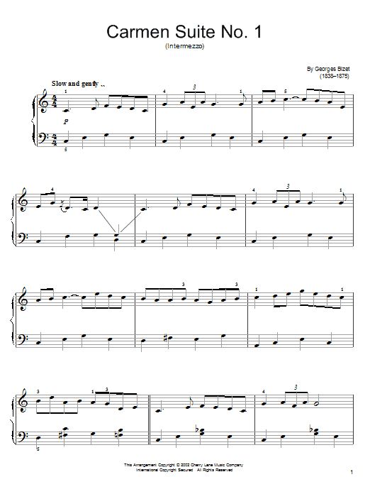 Intermezzo from Carmen Act III sheet music