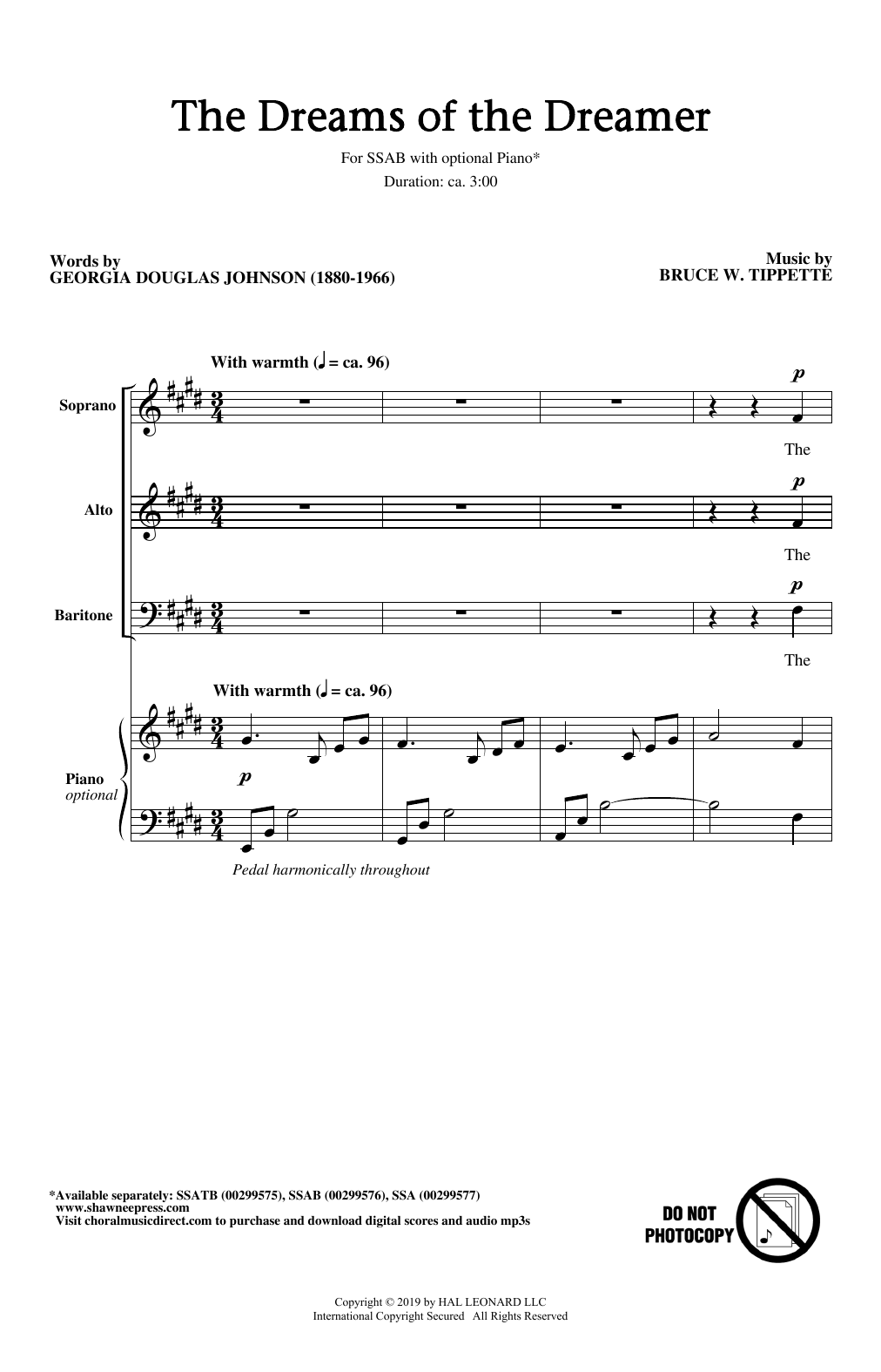 Georgia Douglas Johnson and Bruce W. Tippette The Dreams Of The Dreamer Sheet Music Notes & Chords for SAB Choir - Download or Print PDF