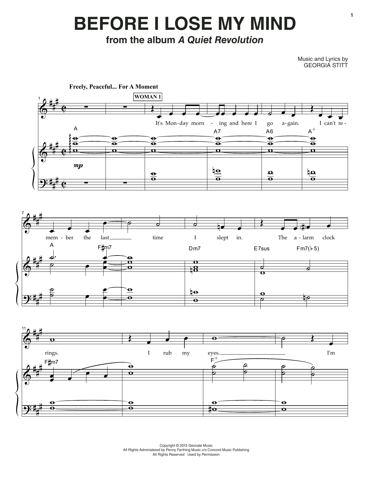 Georgia Stitt Before I Lose My Mind Sheet Music Notes & Chords for Piano & Vocal - Download or Print PDF