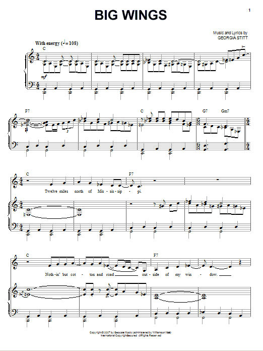 Georgia Stitt Big Wings Sheet Music Notes & Chords for Piano, Vocal & Guitar (Right-Hand Melody) - Download or Print PDF