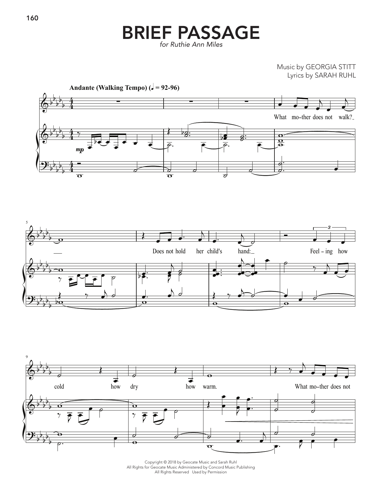 Georgia Stitt Brief Passage Sheet Music Notes & Chords for Piano & Vocal - Download or Print PDF