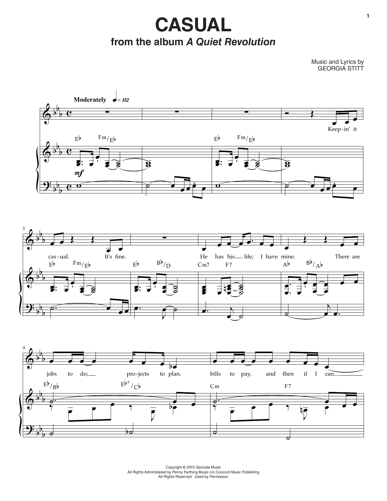 Georgia Stitt Casual Sheet Music Notes & Chords for Piano & Vocal - Download or Print PDF