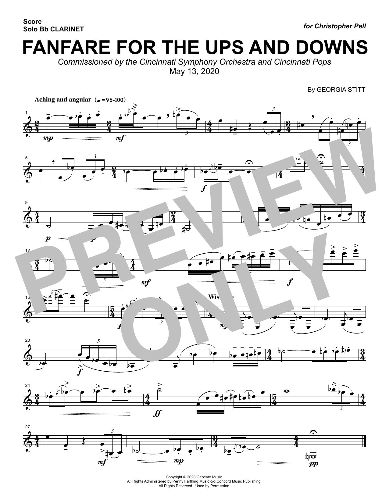 Georgia Stitt Fanfare For The Ups And Downs Sheet Music Notes & Chords for Clarinet Solo - Download or Print PDF