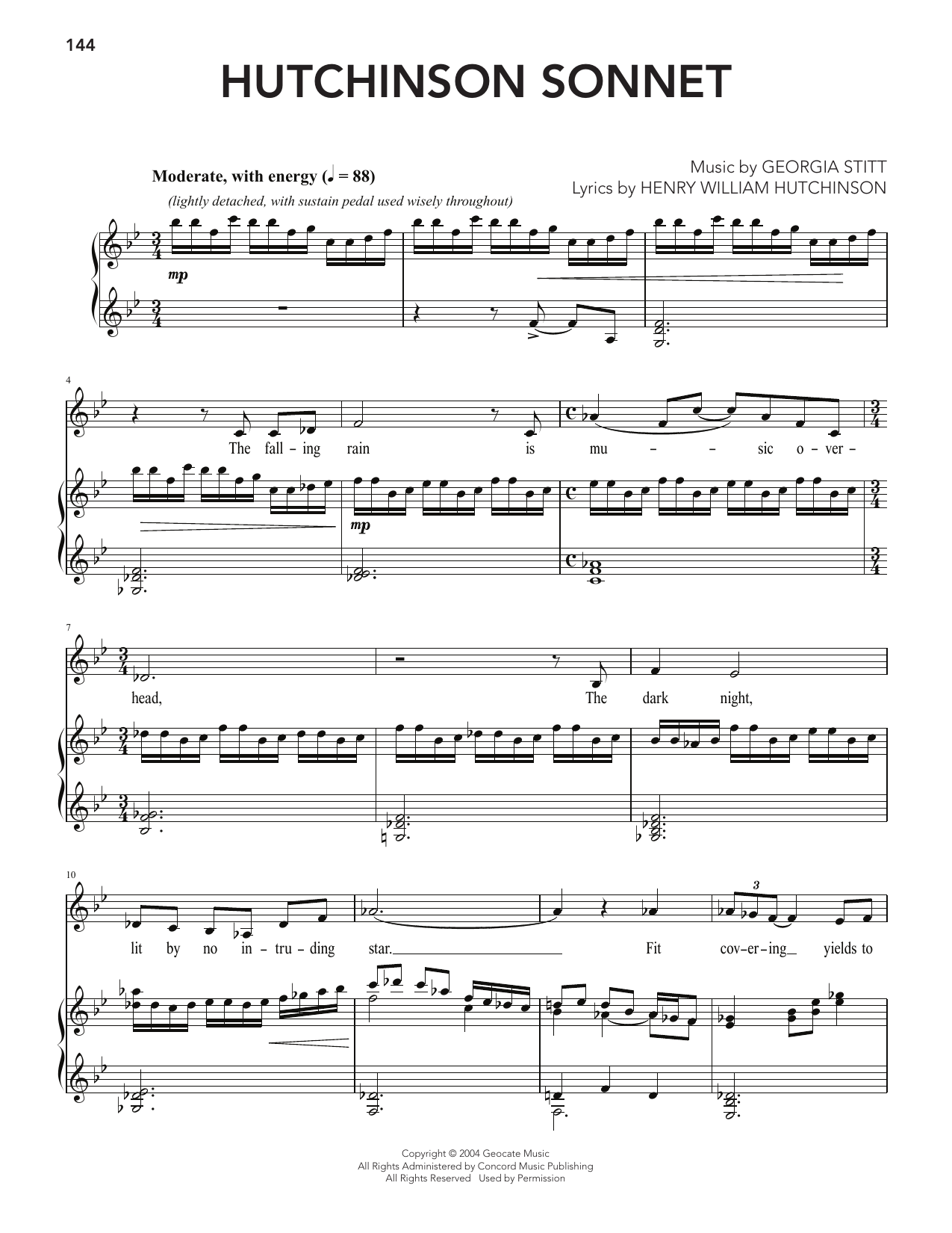 Georgia Stitt Hutchinson Sonnet Sheet Music Notes & Chords for Piano & Vocal - Download or Print PDF