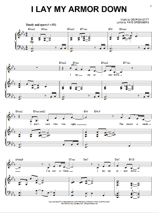 Georgia Stitt I Lay My Armor Down Sheet Music Notes & Chords for Piano, Vocal & Guitar (Right-Hand Melody) - Download or Print PDF
