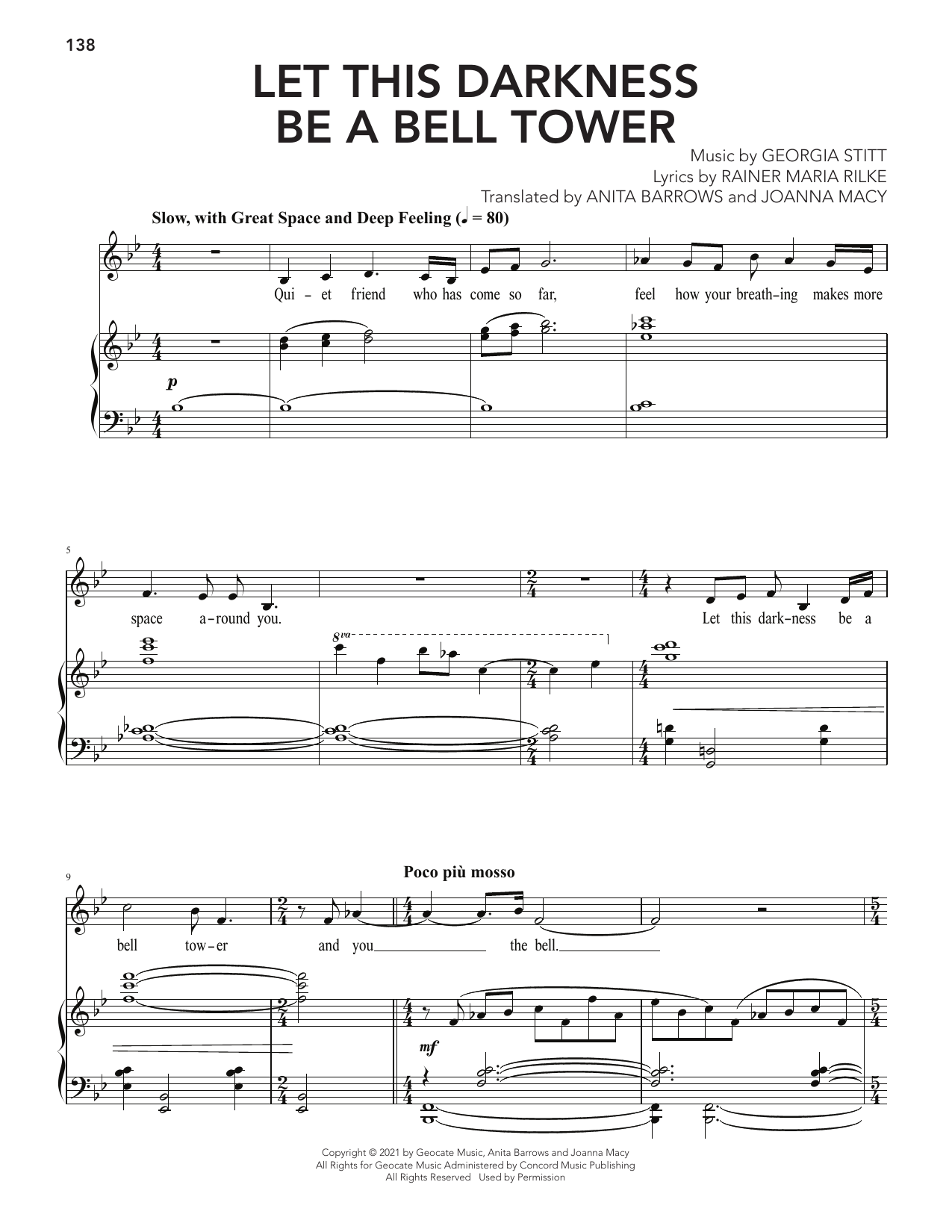 Georgia Stitt Let This Darkness Be A Bell Tower Sheet Music Notes & Chords for Piano & Vocal - Download or Print PDF