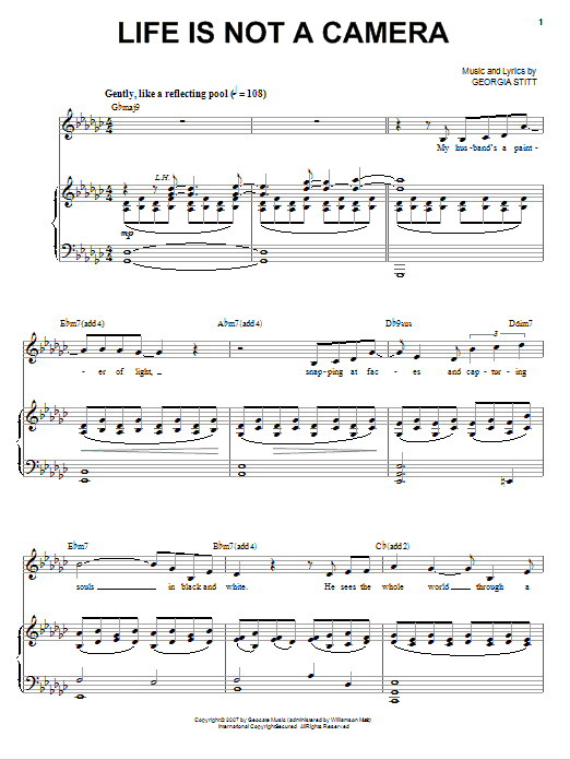 Georgia Stitt Life Is Not A Camera Sheet Music Notes & Chords for Piano, Vocal & Guitar (Right-Hand Melody) - Download or Print PDF