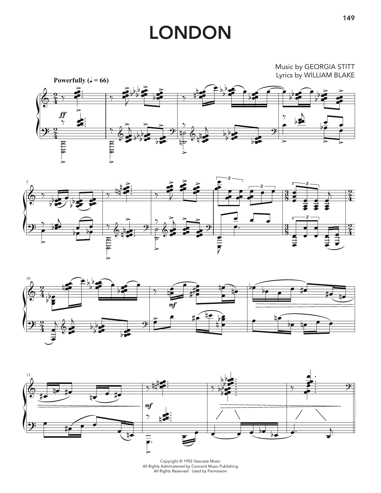 Georgia Stitt London Sheet Music Notes & Chords for Piano & Vocal - Download or Print PDF