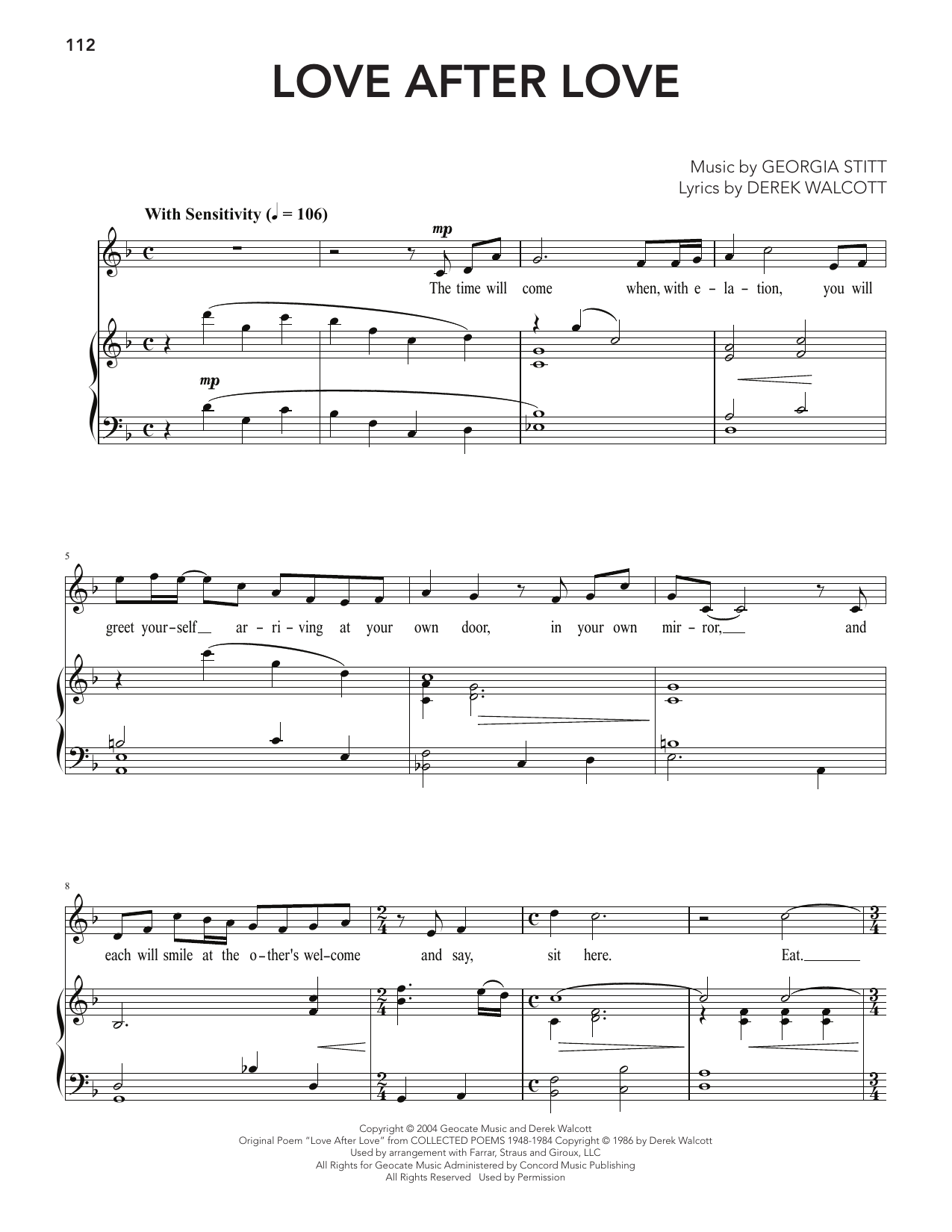 Georgia Stitt Love After Love Sheet Music Notes & Chords for Piano & Vocal - Download or Print PDF