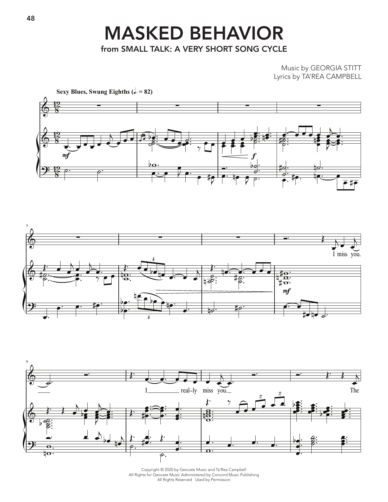 Georgia Stitt Masked Behavior Sheet Music Notes & Chords for Piano & Vocal - Download or Print PDF