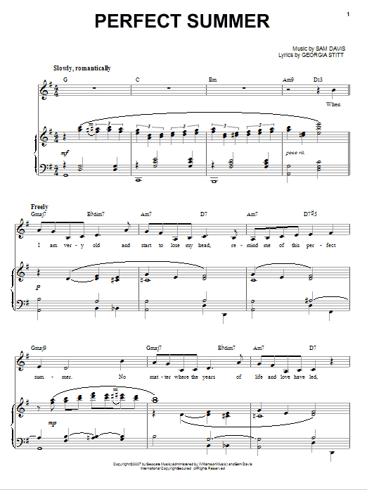 Georgia Stitt Perfect Summer Sheet Music Notes & Chords for Piano, Vocal & Guitar (Right-Hand Melody) - Download or Print PDF