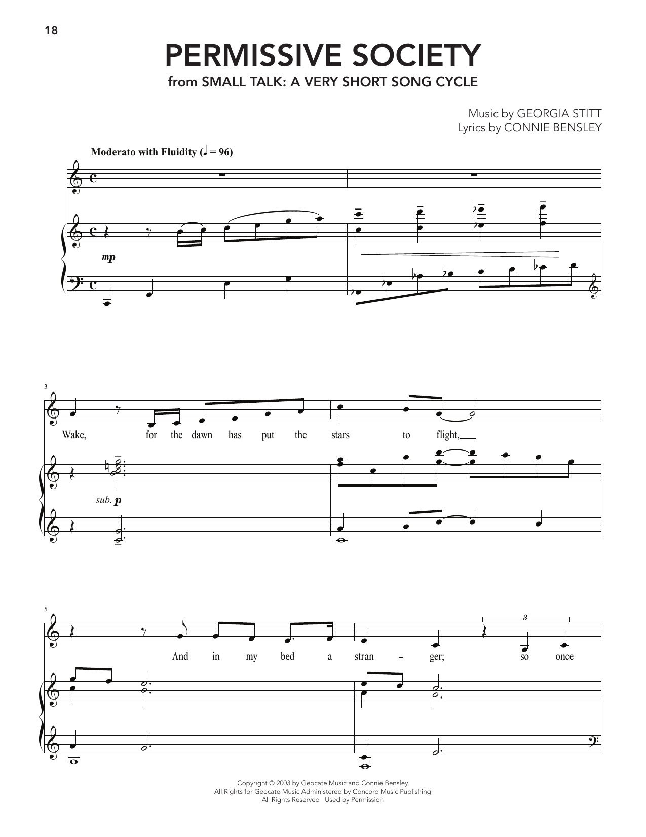 Georgia Stitt Permissive Society (from Small Talk: A Very Short Song Cycle) Sheet Music Notes & Chords for Piano & Vocal - Download or Print PDF