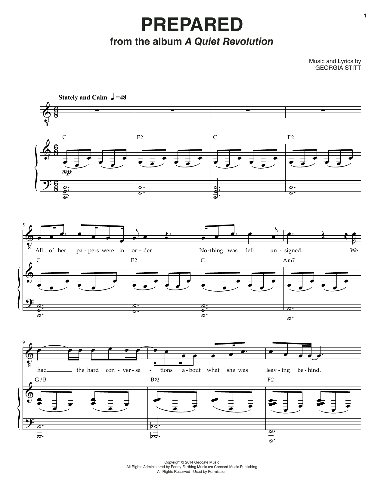 Georgia Stitt Prepared Sheet Music Notes & Chords for Piano & Vocal - Download or Print PDF Georgia Stitt Prepared Sheet Music Notes & Chords for Piano & Vocal - Download or Print PDF