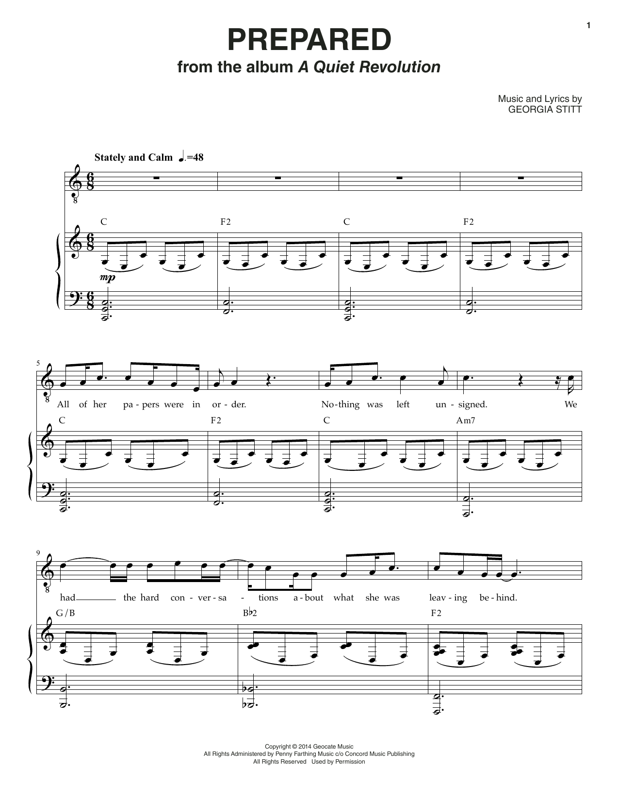 Georgia Stitt Prepared Sheet Music Notes & Chords for Piano & Vocal - Download or Print PDF