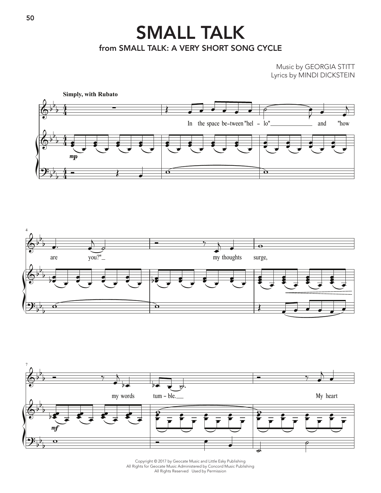 Georgia Stitt Small Talk Sheet Music Notes & Chords for Piano & Vocal - Download or Print PDF