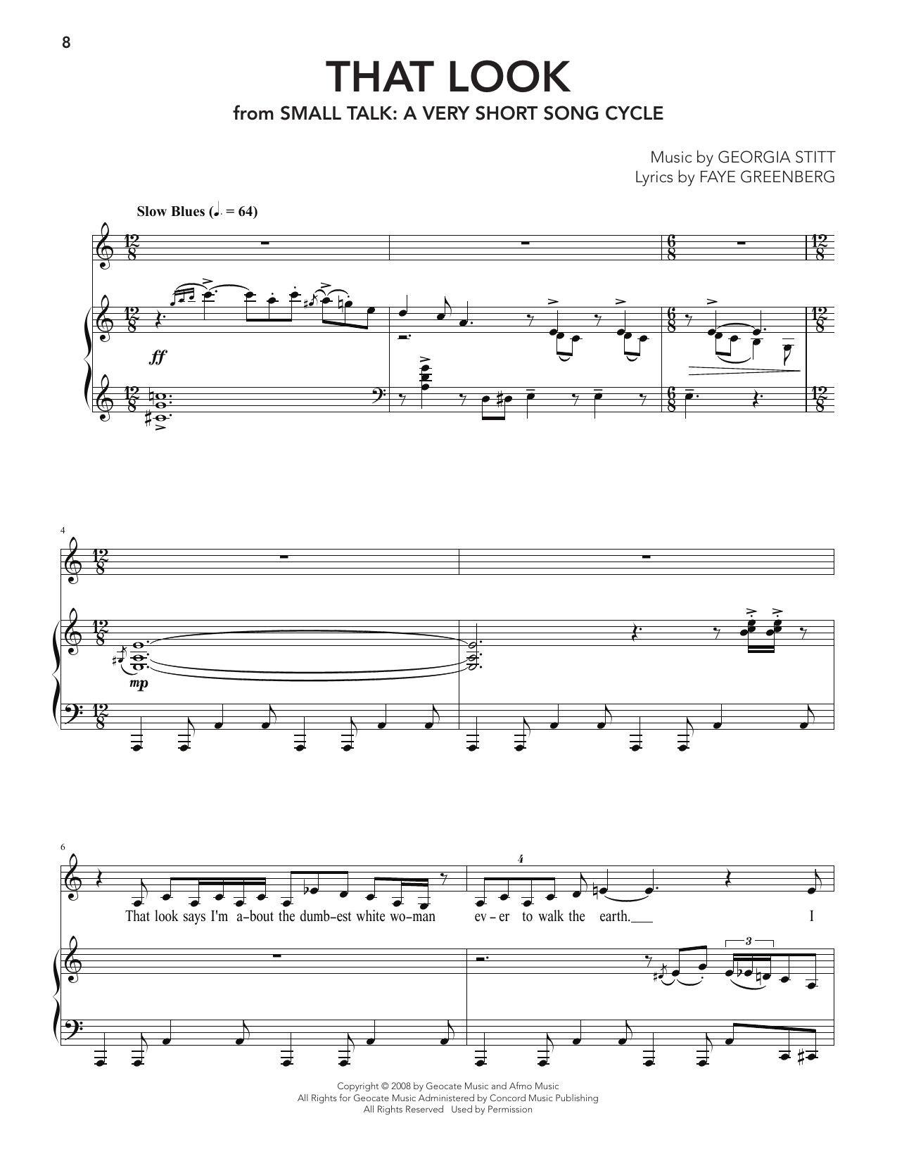 Georgia Stitt That Look (from Small Talk: A Very Short Song Cycle) Sheet Music Notes & Chords for Piano & Vocal - Download or Print PDF