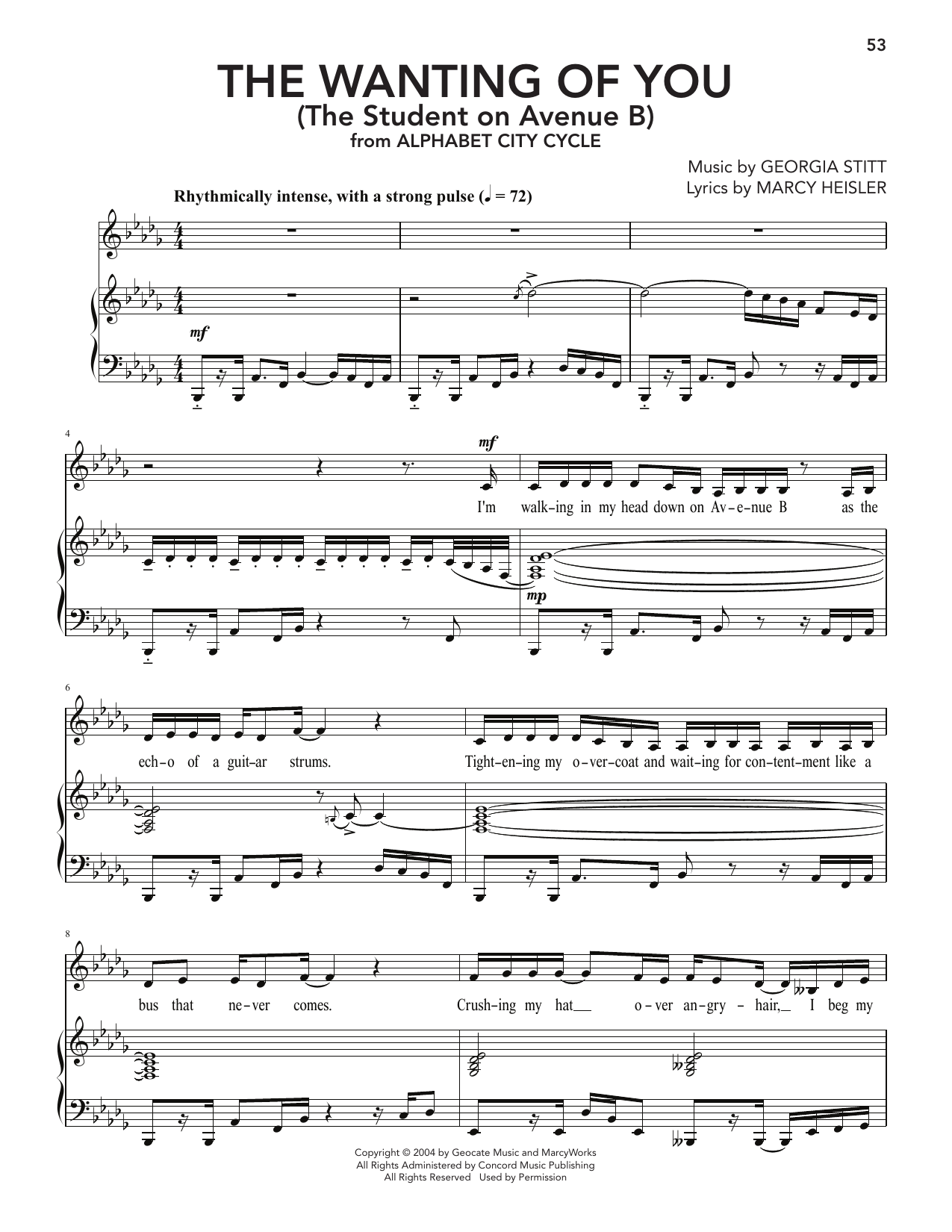 Georgia Stitt The Wanting Of You (The Student On Avenue B) Sheet Music Notes & Chords for Piano & Vocal - Download or Print PDF