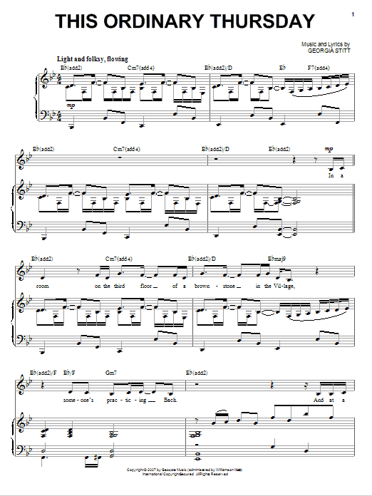 Georgia Stitt This Ordinary Thursday Sheet Music Notes & Chords for Piano, Vocal & Guitar (Right-Hand Melody) - Download or Print PDF