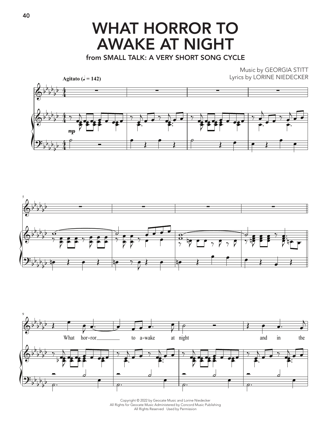 Georgia Stitt What Horror To Awake At Night Sheet Music Notes & Chords for Piano & Vocal - Download or Print PDF