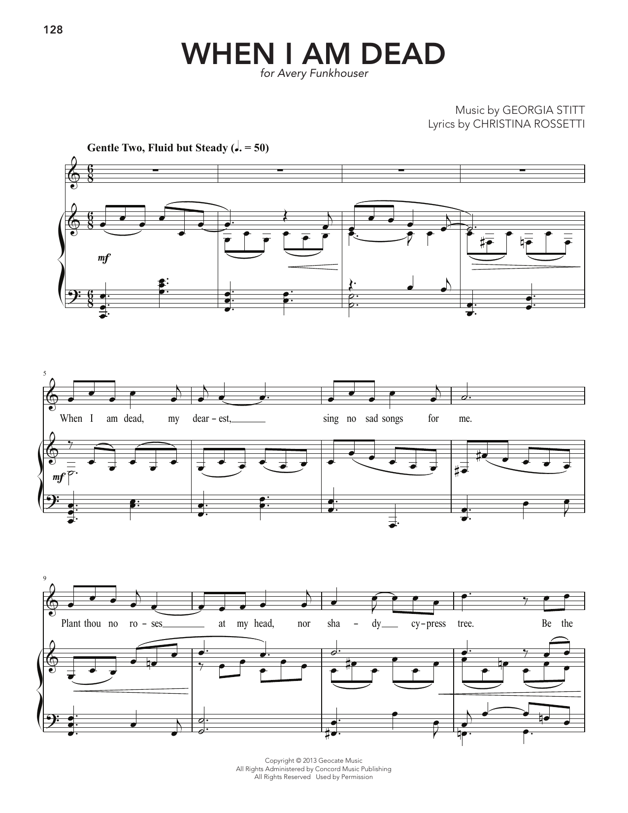 Georgia Stitt When I Am Dead Sheet Music Notes & Chords for Piano & Vocal - Download or Print PDF