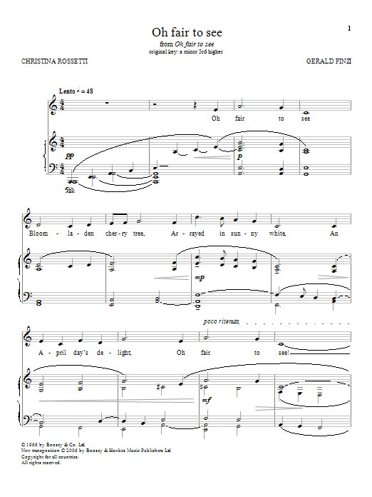 Gerald Finzi Oh Fair To See Sheet Music Notes & Chords for Piano & Vocal - Download or Print PDF Gerald Finzi Oh Fair To See Sheet Music Notes & Chords for Piano & Vocal - Download or Print PDF