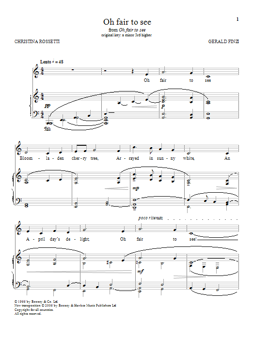 Gerald Finzi Oh Fair To See Sheet Music Notes & Chords for Piano & Vocal - Download or Print PDF