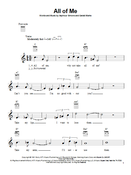 Gerald Marks All Of Me Sheet Music Notes & Chords for Violin - Download or Print PDF