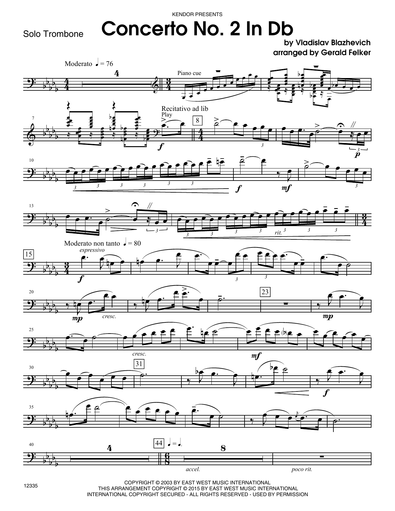 Concerto No. 2 In Db - Trombone sheet music