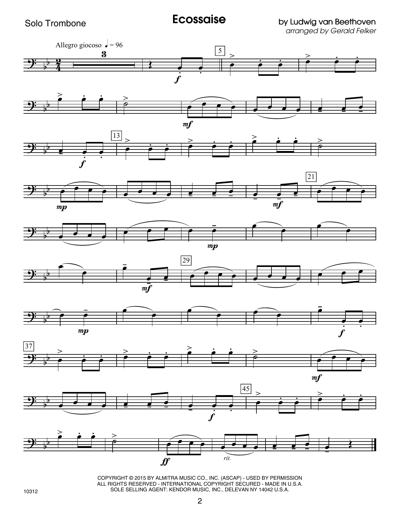 Preview Gerald Felker Kendor Debut Solos - Trombone Unclassified sheet music, notes and chords for Brass Solo, SKU: 124999 Kendor Debut Solos - Trombone sheet music