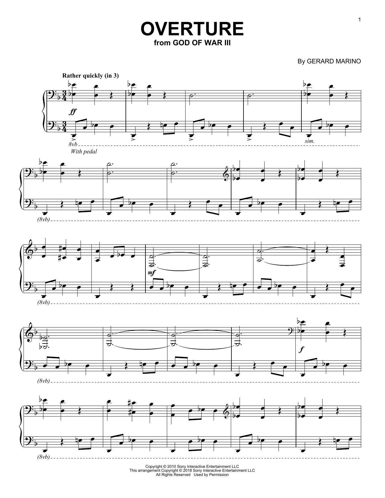 Gerard Marino Overture (from God of War III) Sheet Music Notes & Chords for Easy Piano - Download or Print PDF