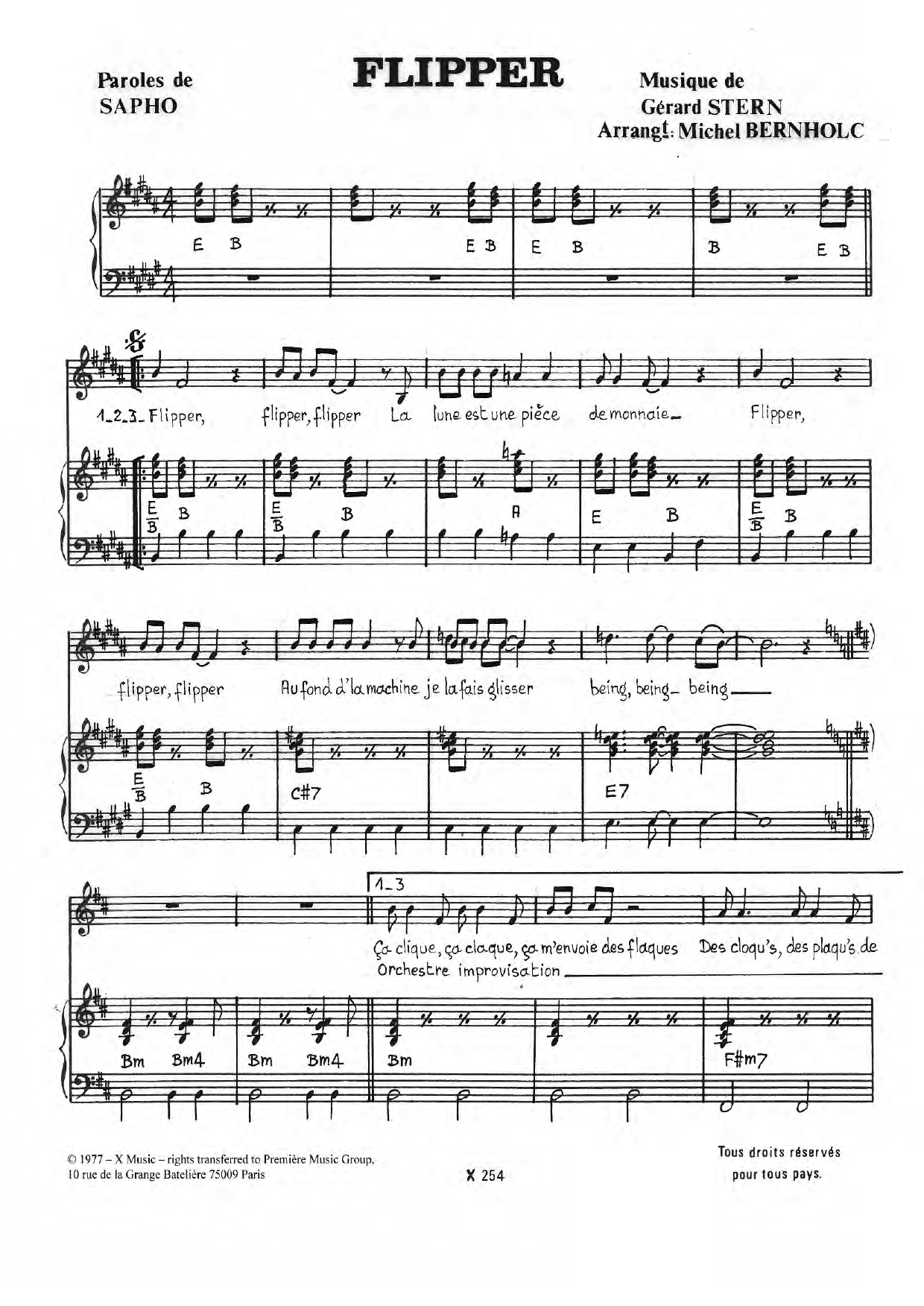 Gerard Stern Flipper Sheet Music Notes & Chords for Piano & Vocal - Download or Print PDF