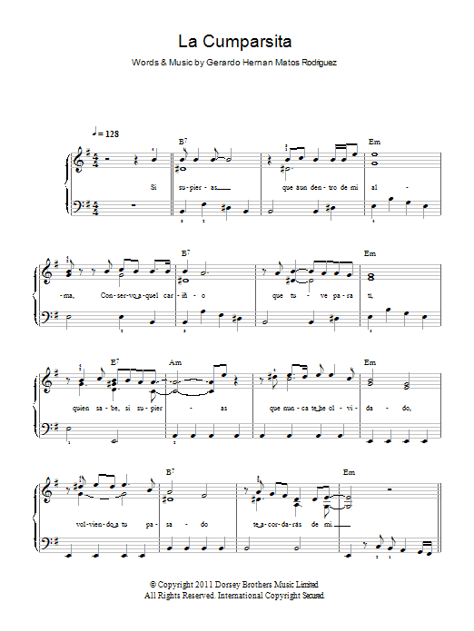 Gerardo Hernan Matos Rodriguez La Cumparsita Sheet Music Notes & Chords for Easy Piano - Download or Print PDF