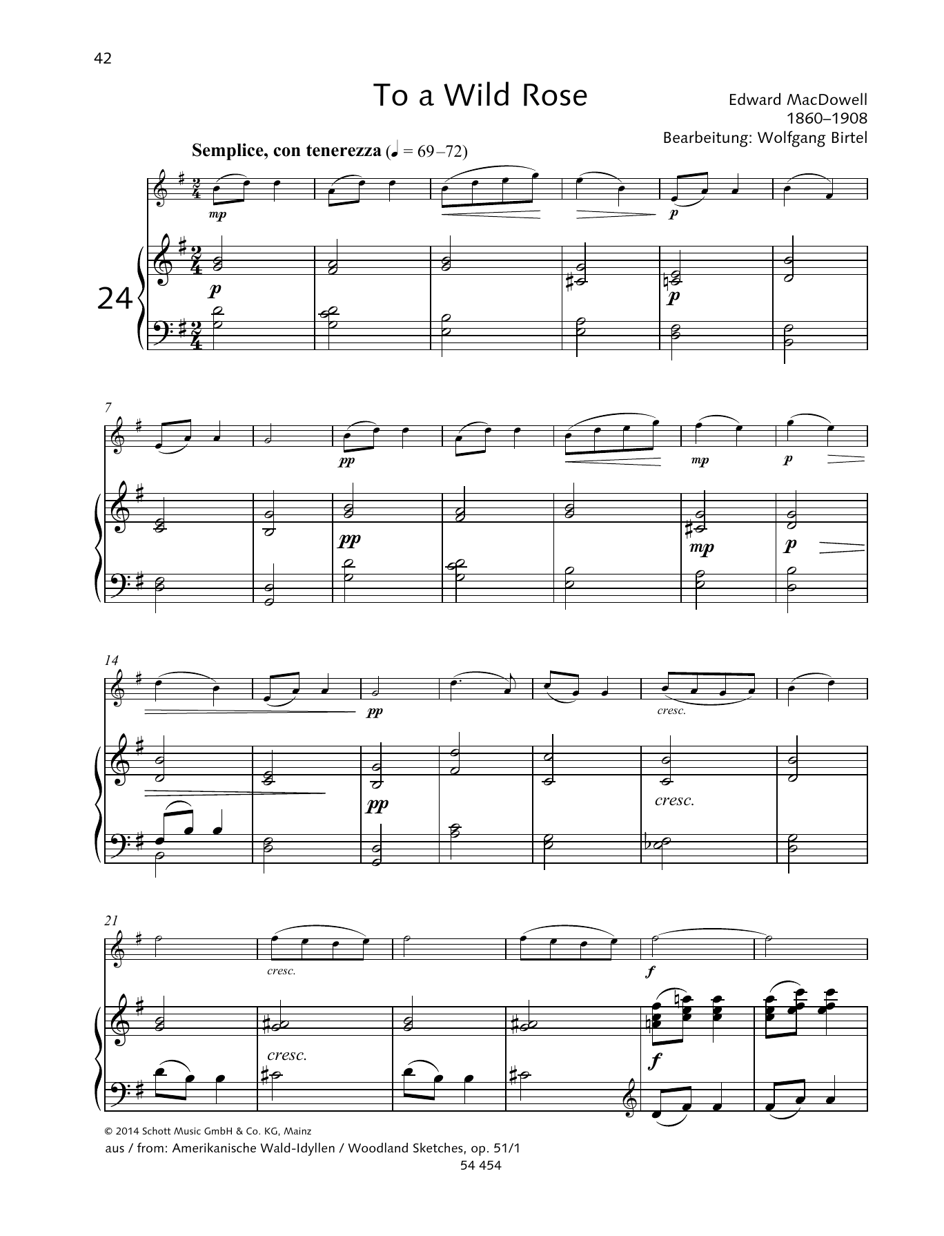 Gerda Koppelkamm-Martini To a Wild Rose Sheet Music Notes & Chords for Woodwind Solo - Download or Print PDF