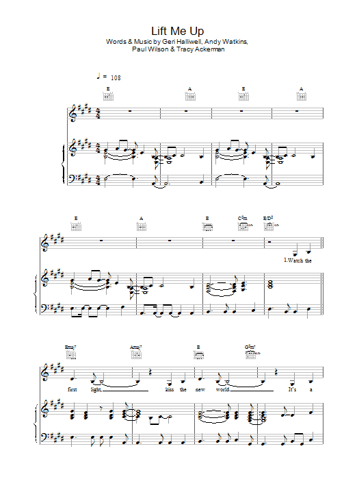 Geri Halliwell Lift Me Up Sheet Music Notes & Chords for Keyboard - Download or Print PDF