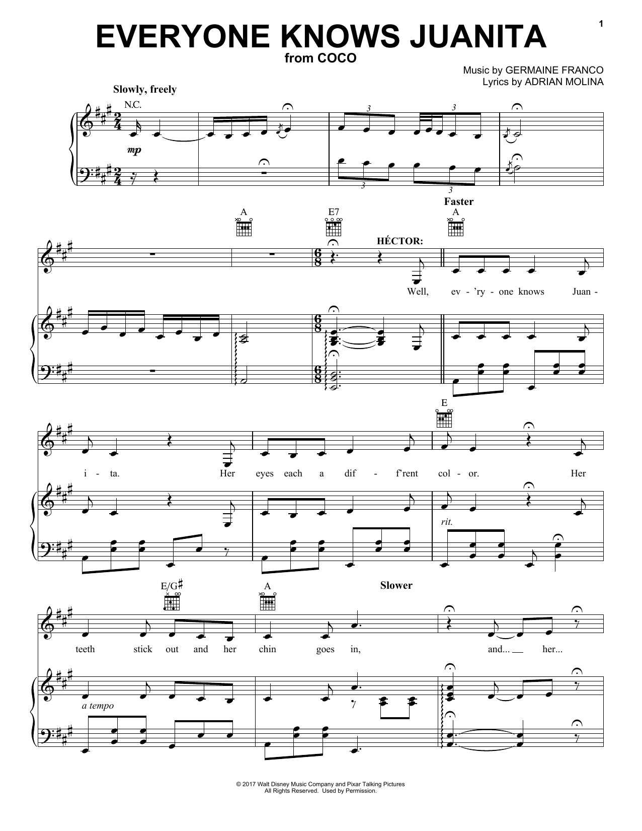 Germaine Franco & Adrian Molina Everyone Knows Juanita (from Coco) Sheet Music Notes & Chords for Ukulele - Download or Print PDF