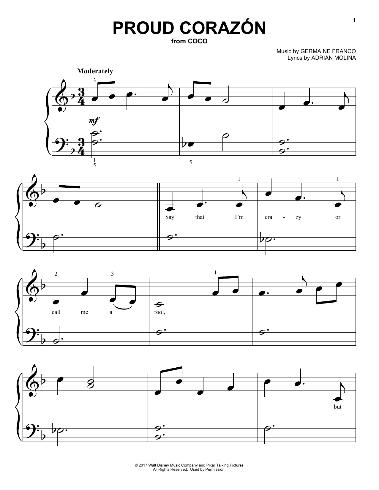 Germaine Franco Adrian Molina Proud Corazon From Coco Sheet Music Notes Download Pdf Score Printable Germaine Franco Adrian Molina Proud Corazon From Coco Sheet Music Notes Download Pdf Score Printable