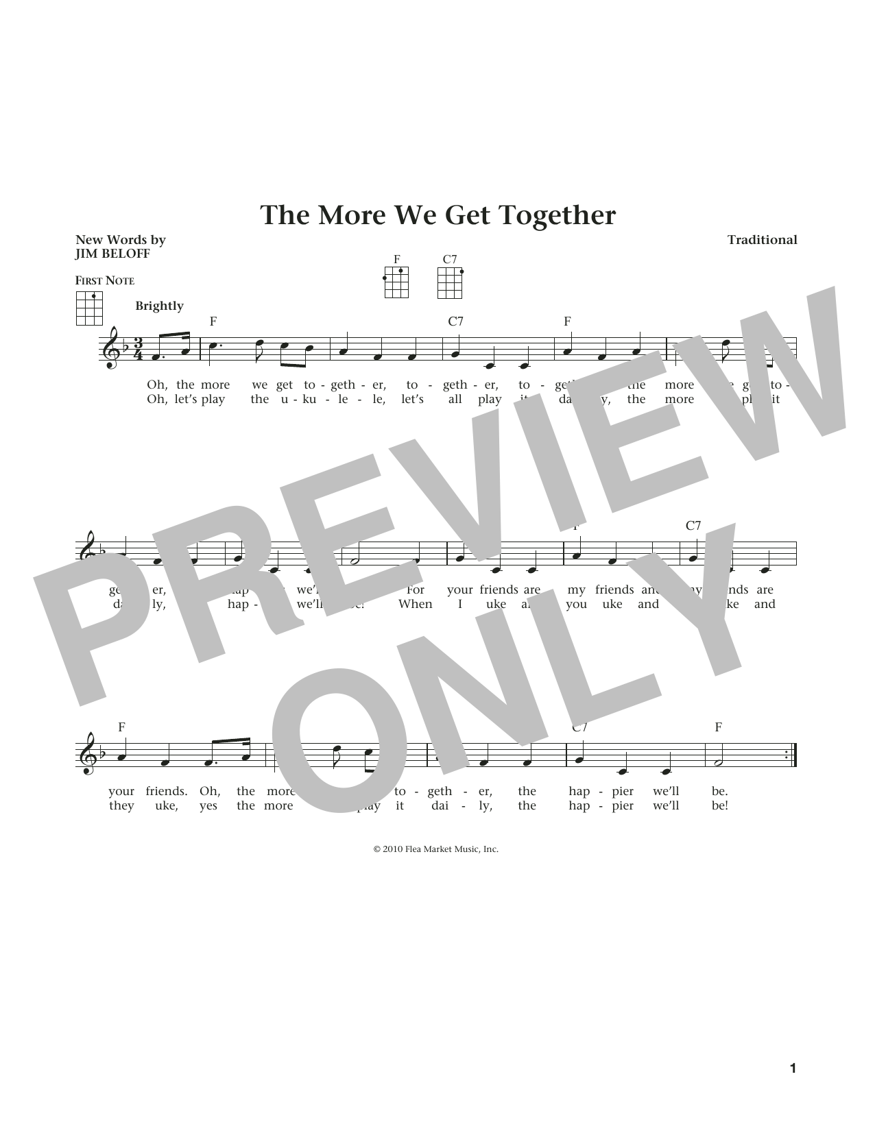 German Folk Song More We Get Together (from The Daily Ukulele) (arr. Liz and Jim Beloff) Sheet Music Notes & Chords for Ukulele - Download or Print PDF German Folk Song More We Get Together (from The Daily Ukulele) (arr. Liz and Jim Beloff) Sheet Music Notes & Chords for Ukulele - Download or Print PDF